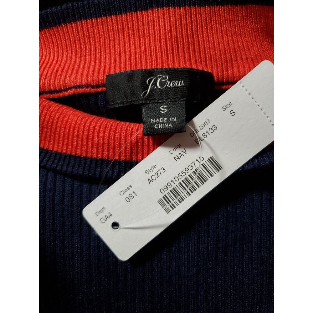 NWT J.Crew Long Sleeve Ribbed Knit Midi in Navy Blue Stretch Dress S - Picture 7 of 9